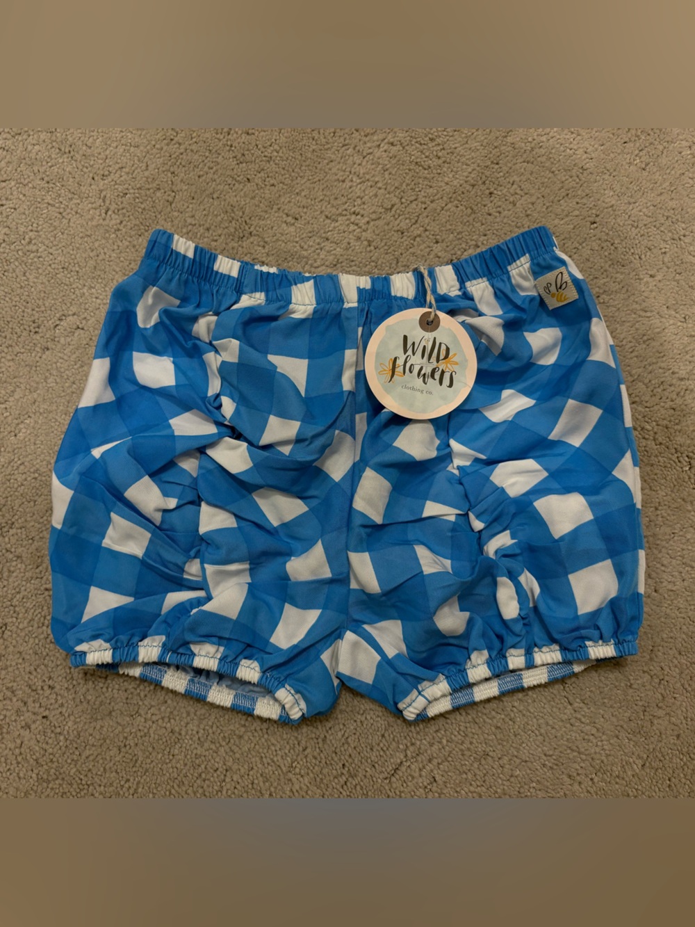 NWT Wildflowers Girl’s Size 6 Bloomer Shorts Shorties Knickers Blue White Check
